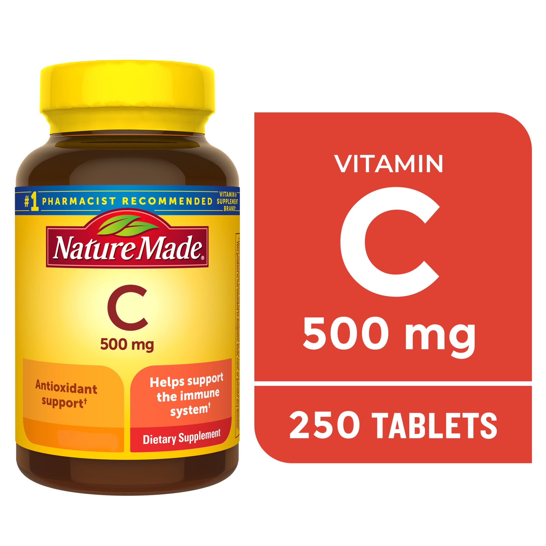 Nature Made Vitamin C 500 mg Tablets, Dietary Supplement for Immune Support, 250 Count