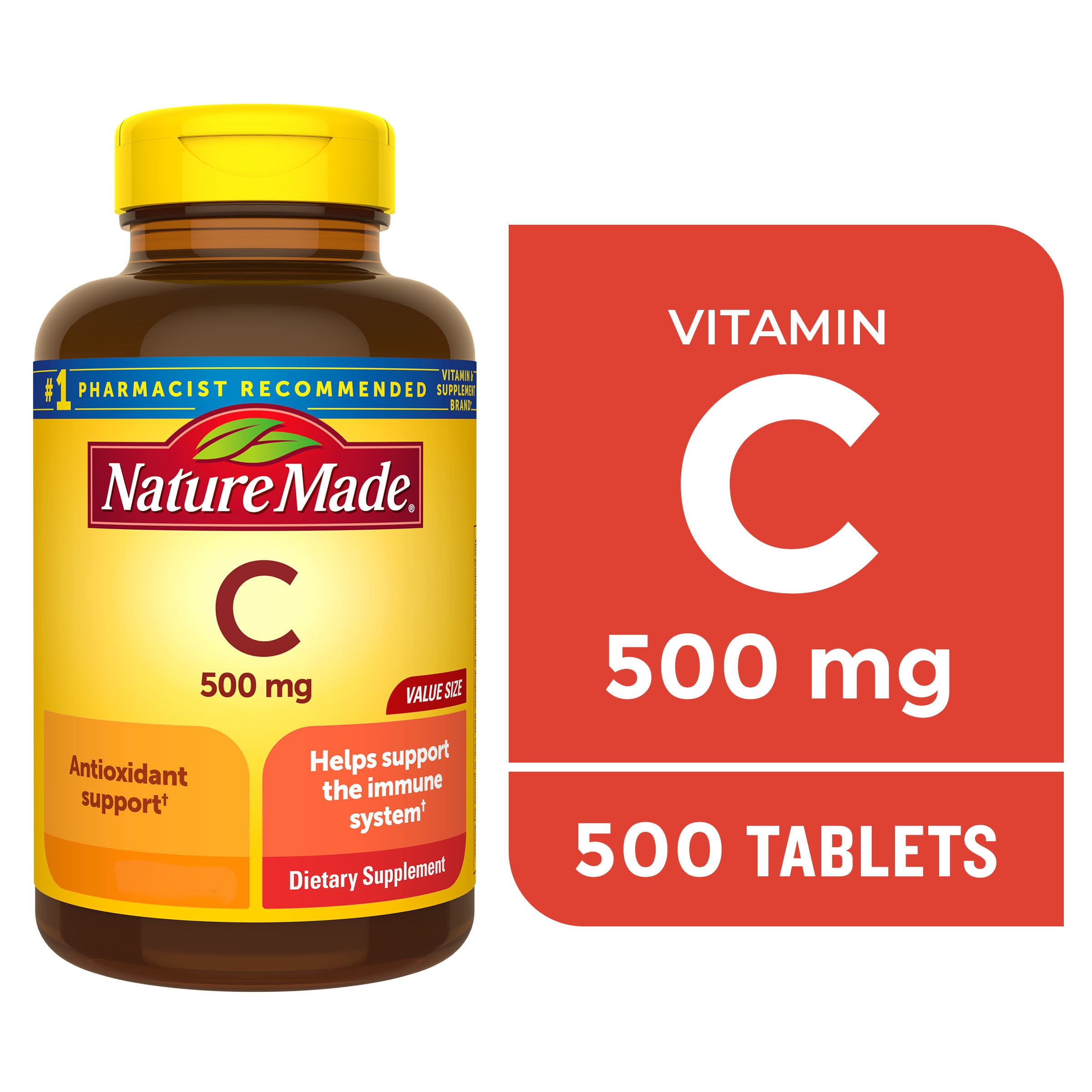 Nature Made Vitamin C 500 mg Tablets, Dietary Supplement for Immune Support, 500 Count