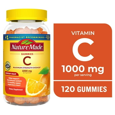 Nature Made Vitamin C Gummies Maximum Strength Dosage Vitamin C 1000mg Per Serving, 120 Ct