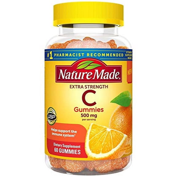 Nature Made Vitamin C Gummies Tangerine -- 500 mg - 60 Gummies