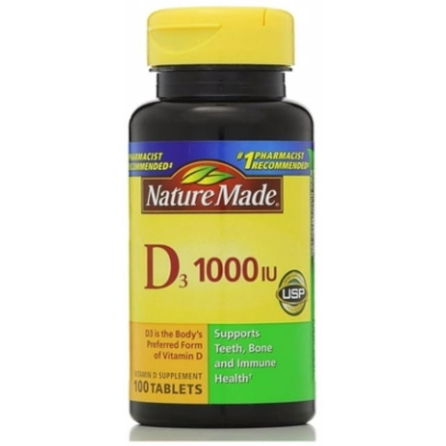 Nature Made Vitamin D3 1000 IU Tablets, Bone and Joint Health ...