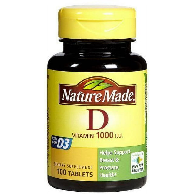 Nature Made Vitamin D3 1000 IU, 100 Tablets (2 Pack) - Walmart.com