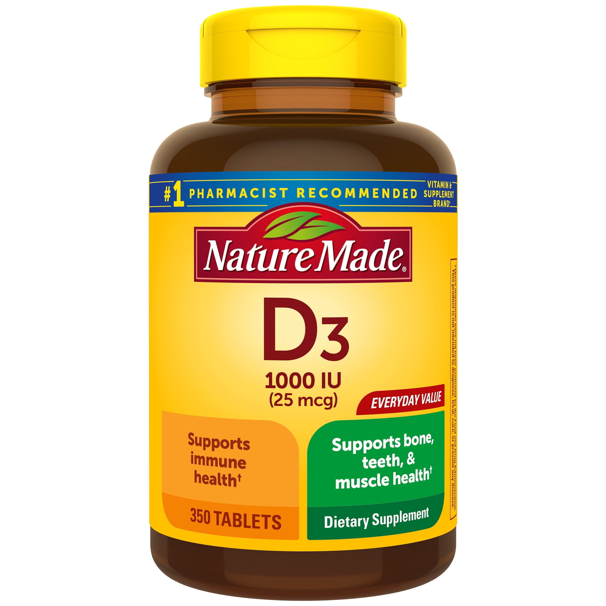 Nature Made Vitamin D3 1000 IU (25 mcg) Tablets, Dietary Supplement for ...
