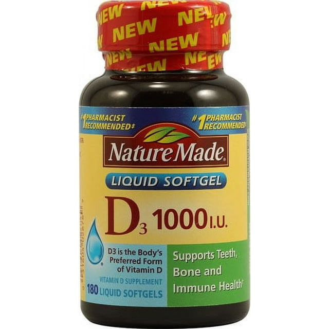 Nature Made Vitamin D3 1000 IU Softgels, 180 Ct