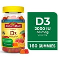 thumbnail image 1 of Nature Made Vitamin D3 2000 IU (50 Mcg) per Serving Gummies, Dietary Supplement, 160 Count, 1 of 10