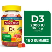 Nature Made Vitamin D3 2000 IU (50 Mcg) per Serving Gummies, Dietary Supplement, 160 Count