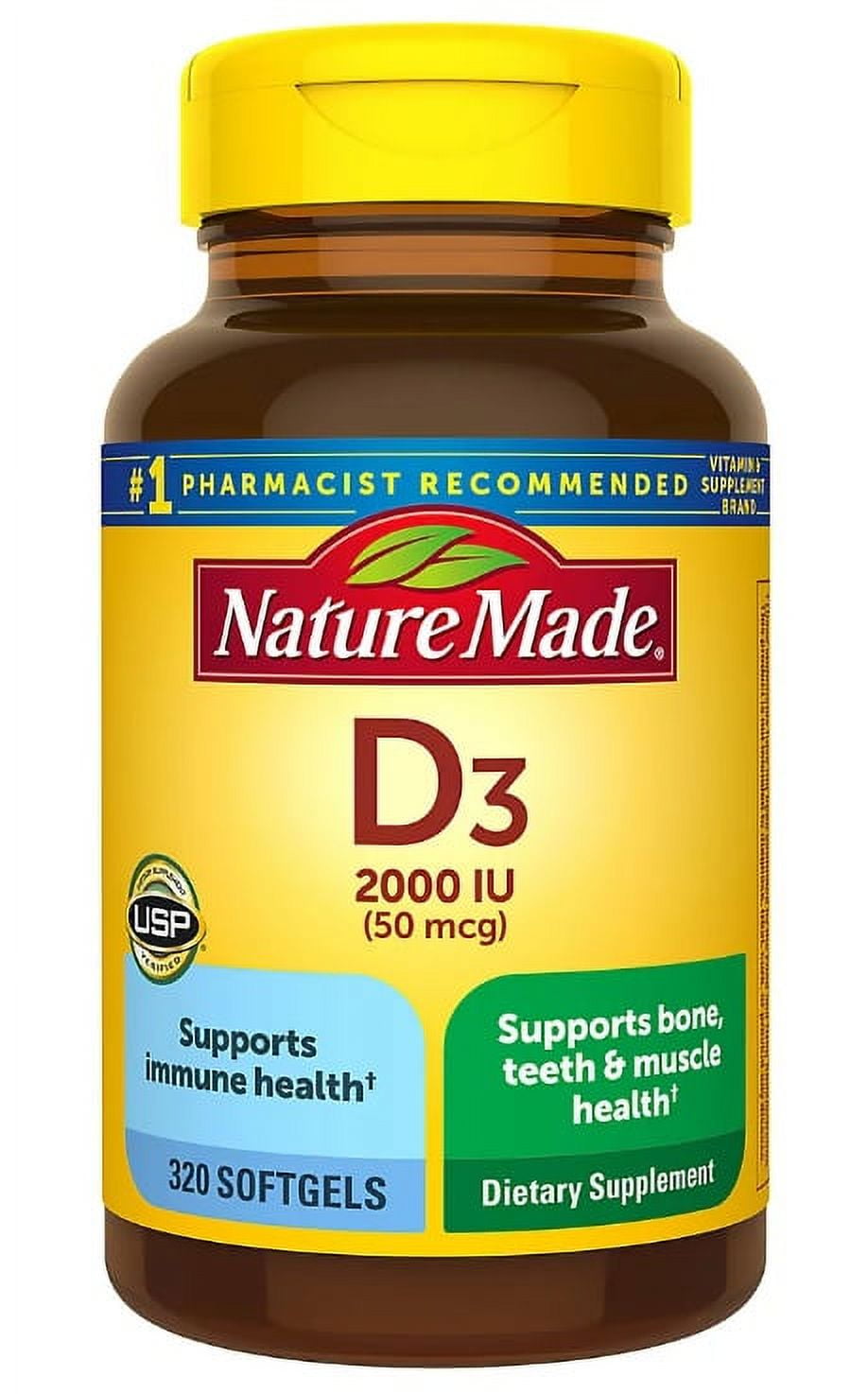 Nature Made Vitamin D3 2000 IU 50 mcg Softgels, 320 ct