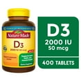 thumbnail image 1 of Nature Made Vitamin D3 2000 IU (50 mcg) Tablets, Vitamin D Supplement for Bone and Immune Health Support, 400 Count, 1 of 8