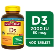 Nature Made Vitamin D3 2000 IU 50 mcg Tablets, Vitamin D Dietary Supplement, 400 Count