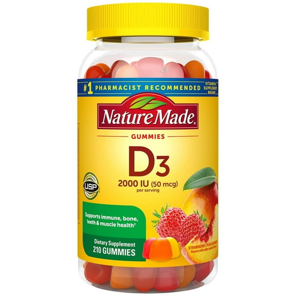 Nature Made Vitamin D3 2000 IU Gummies, 210 Count