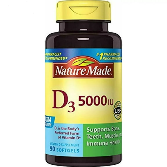 Nature Made Vitamin D3 5000iu Ultra Strength Supports Immune Health, 90 Ct
