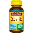 thumbnail image 1 of Nature Made Vitamin D3 K2, 5000 IU (125 mcg) Vitamin D, Dietary Supplement for Bone, Teeth, Muscle and Immune Health Support, 30 Softgels, 30 Day Supply, 1 of 2