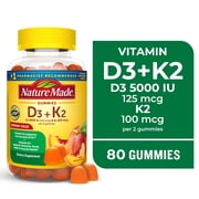 Nature Made Vitamin D3 K2 Gummies, Vitamin D for Bone, Muscle & Immune Support, 80 Count