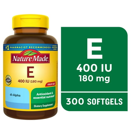 Nature Made Vitamin E 180 mg (400 IU) dl-Alpha Softgels, Dietary Supplement, 300 Count