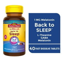 Nature Made Wellblends Back to Sleep Tablets, Melatonin 1 mg, L theanine, GABA, 40 Count
