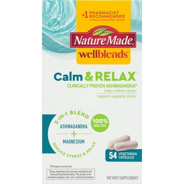 Nature Made Wellblends Calm & Relax, Ashwagandha 125mg, Magnesium 300mg, 54 Caps