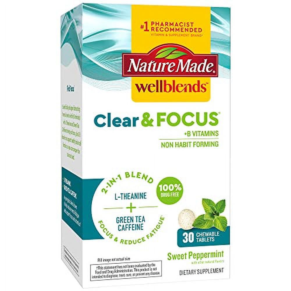 Nature Made Wellblends Clear & Focus, Ltheanine, Green Tea Caffeine, 5 B vitamins, FastActing