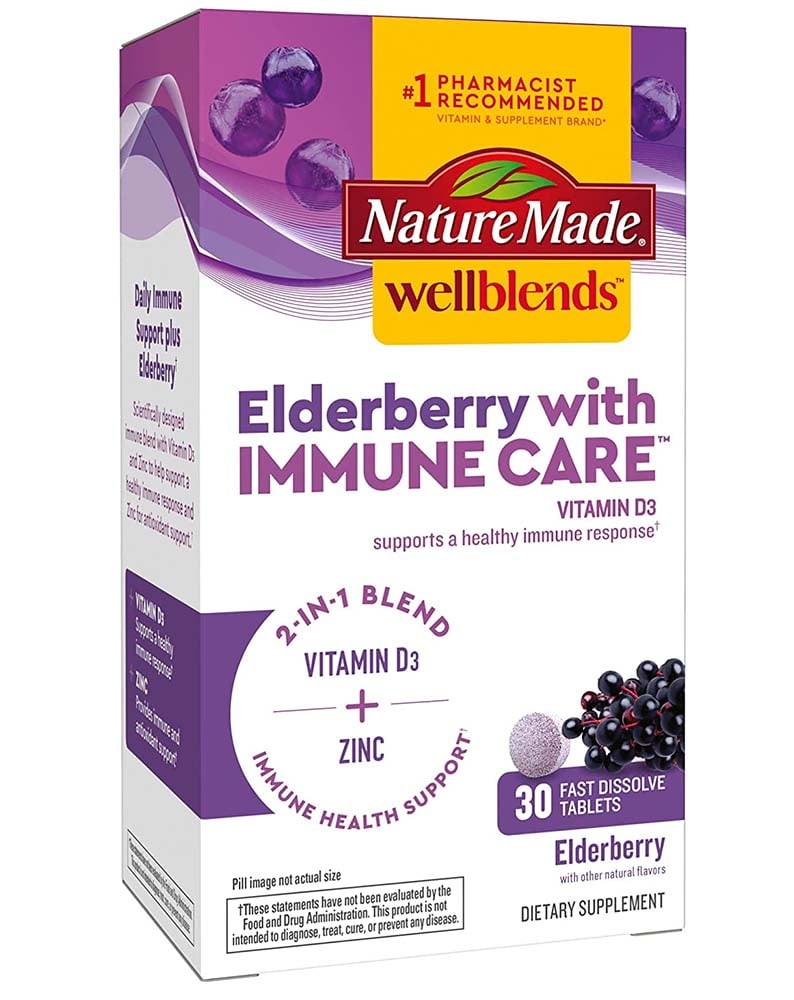 Nature Made Wellblends Elderberry with ImmuneCare, Vitamin D3 and Zinc, with Elderberry Flavor