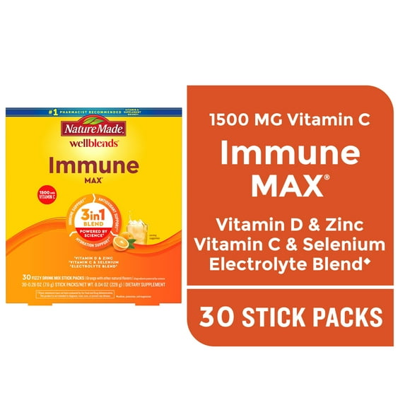 Nature Made Wellblends ImmuneMAX Fizzy Drink Mix, Immune Support Supplement, 30 Count