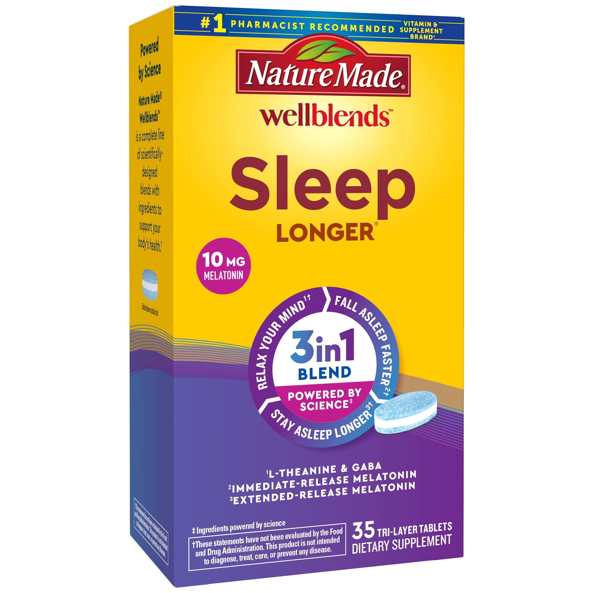 Nature Made Wellblends Extended Sleep Aid, Melatonin 10mg, L theanine ...