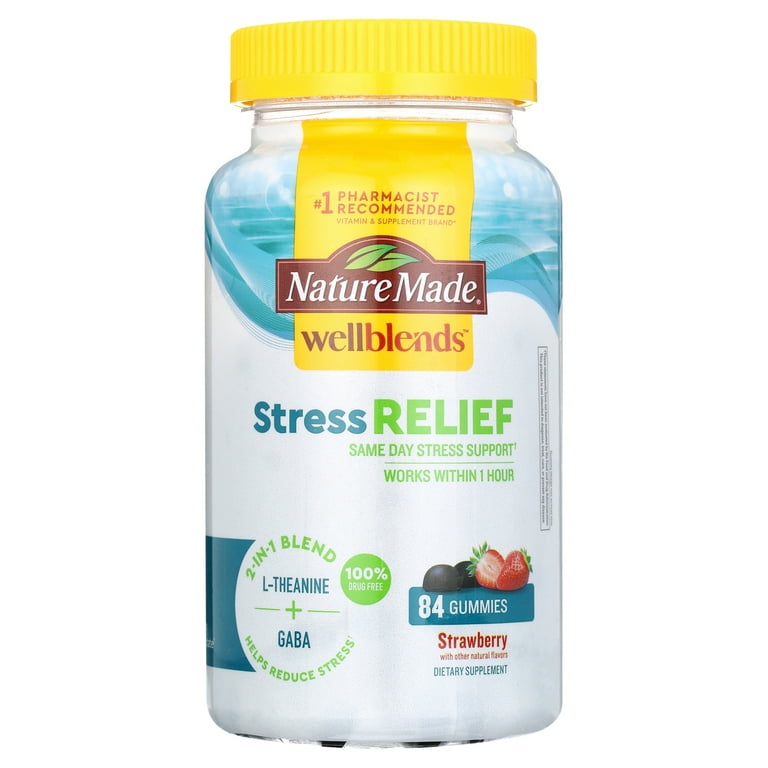 Nature Made Wellblends Stress Relief Gummies, 84 Count, L-Theanine