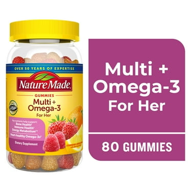 Nature Made Womens Multivitamin + Omega-3 Gummies for Daily Nutritional Support, 80 Count