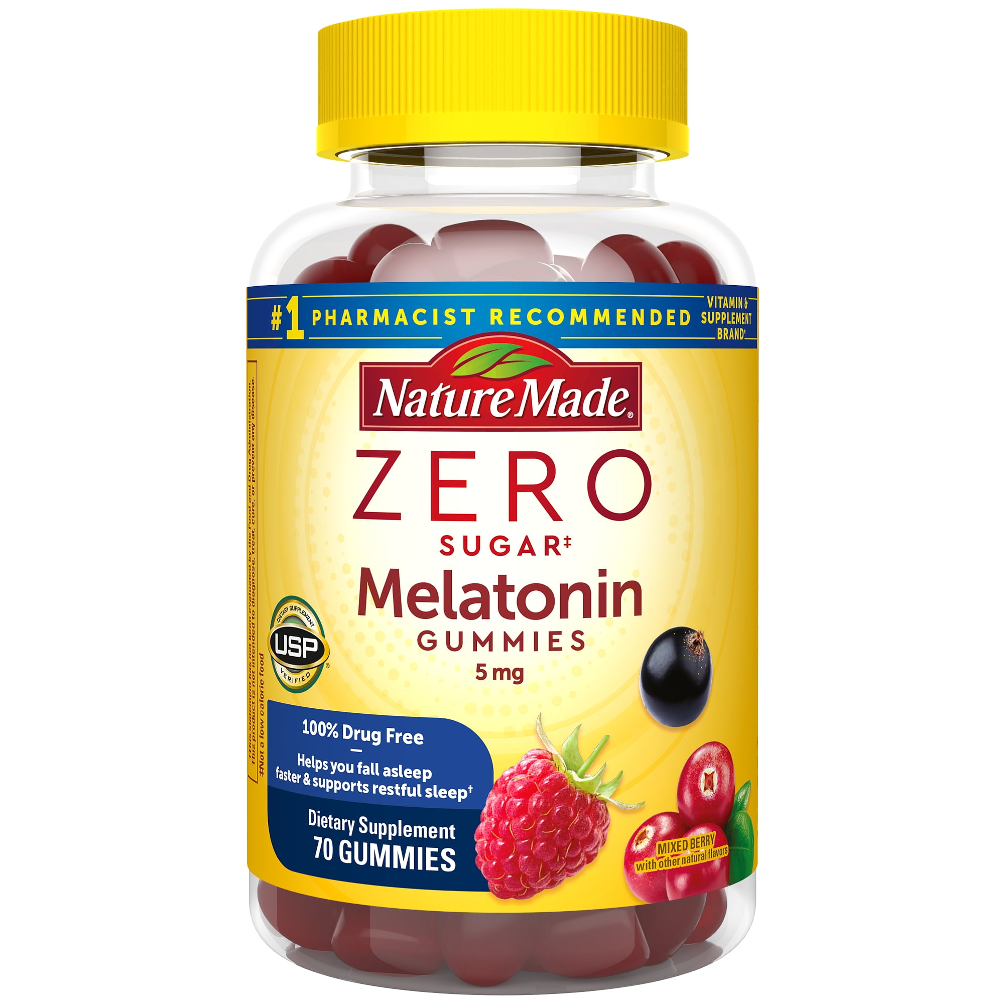 Nature Made Zero Sugar Melatonin 10mg per 2 Gummies, Sugar Free Sleep Aid, 70 Count