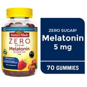 Nature Made Zero Sugar Melatonin 5 mg Gummies, Sugar Free Melatonin Gummies, 70 Count