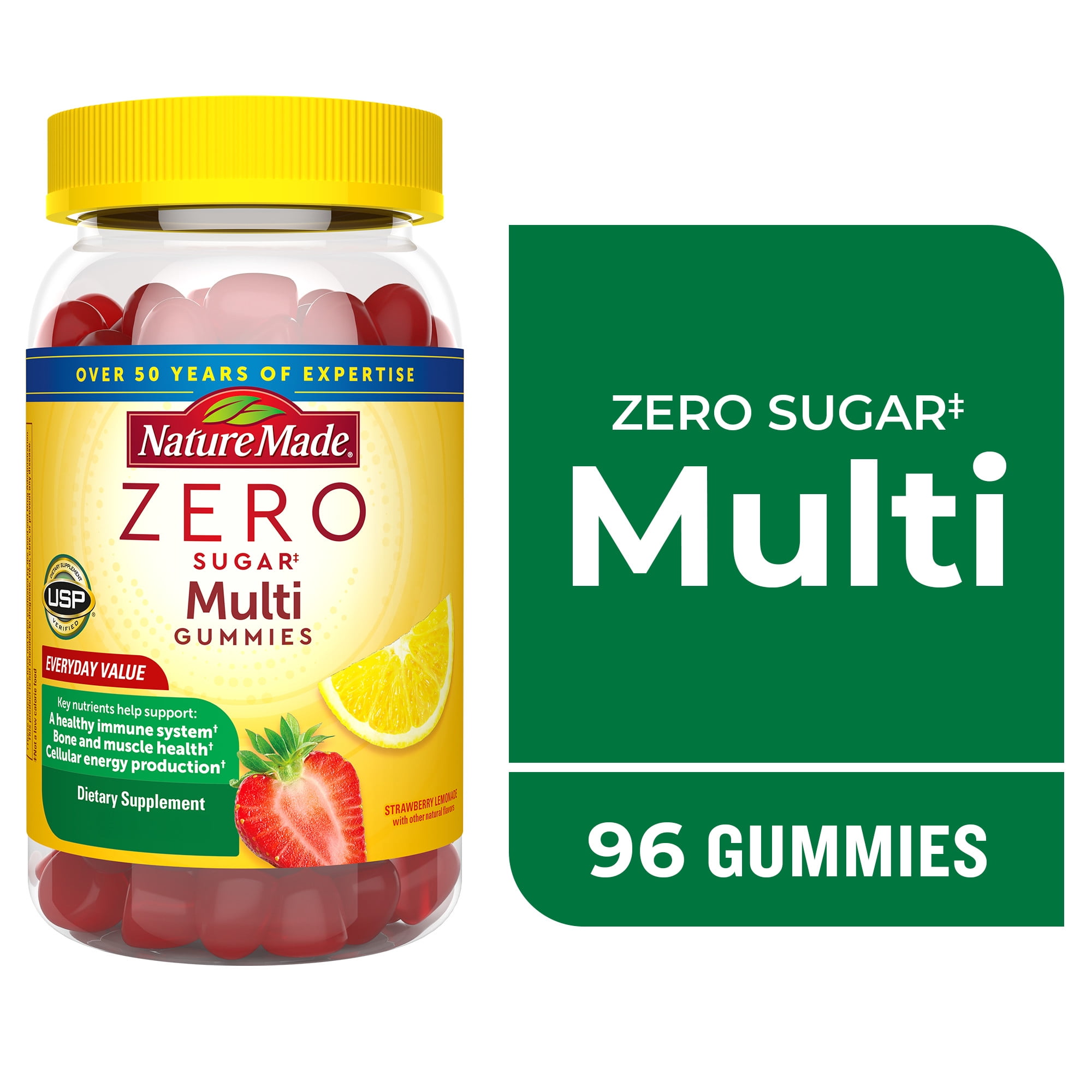 Nature Made Zero Sugar Multivitamin Gummies, Sugar Free Gummies, 96 Count