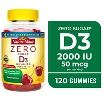 Nature Made Zero Sugar Vitamin D3 Gummies, Sugar Free Gummies, 120 Count