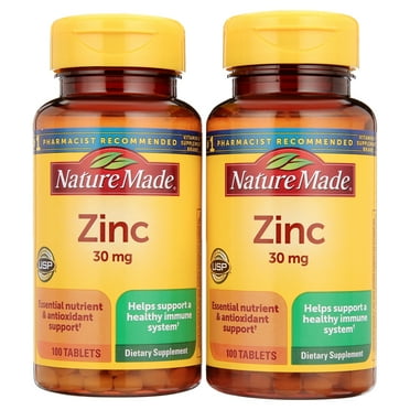 Nature Made Zinc 30 mg 100 Tablets Pack of 2