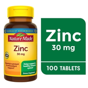 Nature Made Zinc 30 mg Tablets, Dietary Supplement for Immune Support, 100 Count