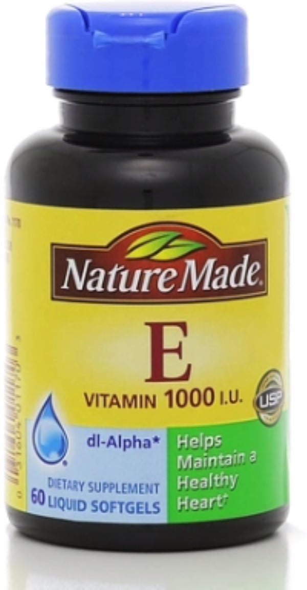 Nature Made dlAlpha Vitamin E 1000 IU Softgels 60 ea (Pack of 3)