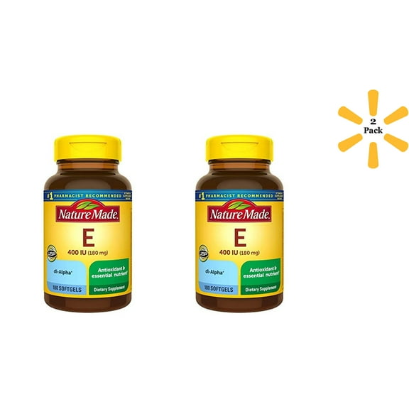 Nature Made dl-Alpha Vitamin E 400 IU Softgels 180 Soft Gels Per Bottle  - 2 Pack
