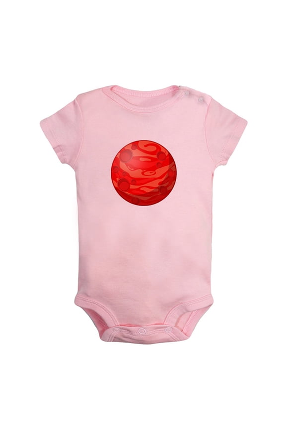 Nature Mars Planet Pattern Rompers For Babies, Newborn Baby Unisex Bodysuits, Infant Jumpsuits, Toddler 0-24 Months Kids One-Piece Oufits (Pink, 12-18 Months)