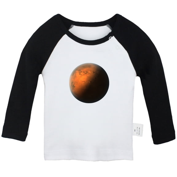Nature Mars Planet Pattern T shirt For Baby, Newborn Babies T-shirts, Infant Tops, 0-24M Kids Graphic Tees Clothing (Long Black Raglan T-shirt, 0-6 Months)