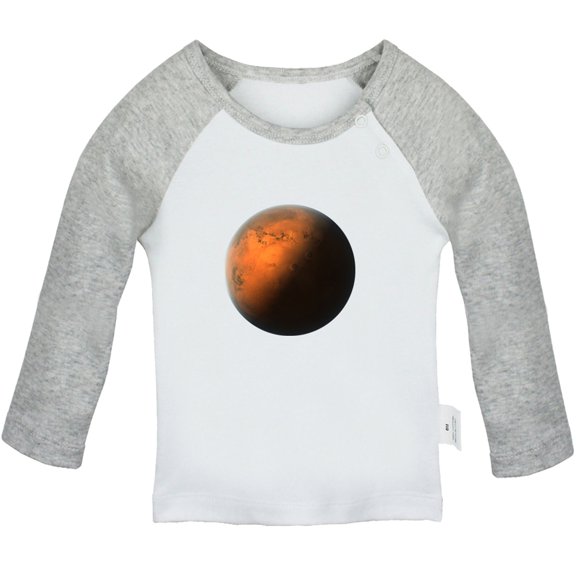 Nature Mars Planet Pattern T shirt For Baby, Newborn Babies T-shirts, Infant Tops, 0-24M Kids Graphic Tees Clothing (Long Gray Raglan T-shirt, 6-12 Months)