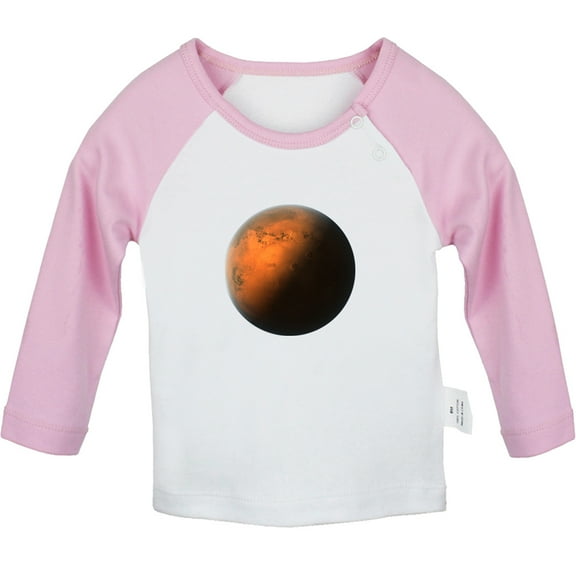 Nature Mars Planet Pattern T shirt For Baby, Newborn Babies T-shirts, Infant Tops, 0-24M Kids Graphic Tees Clothing (Long Pink Raglan T-shirt, 12-18 Months)