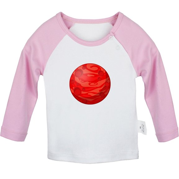 Nature Mars Planet Pattern T shirt For Baby, Newborn Babies T-shirts, Infant Tops, 0-24M Kids Graphic Tees Clothing (Long Pink Raglan T-shirt, 18-24 Months)
