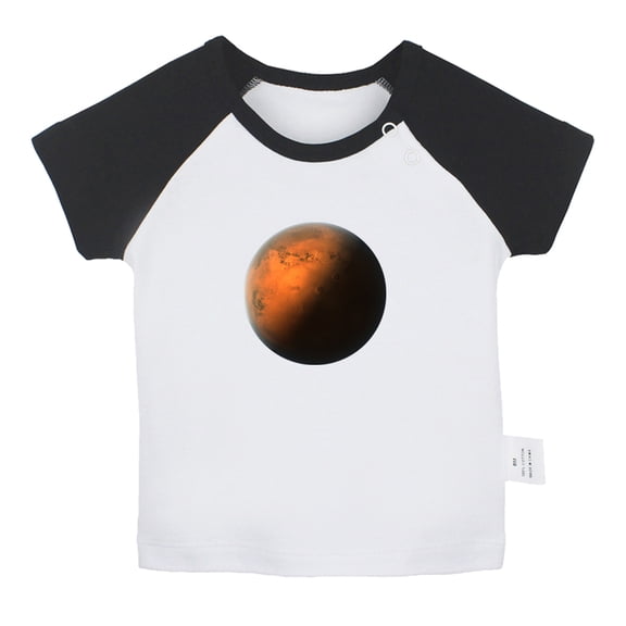 Nature Mars Planet Pattern T shirt For Baby, Newborn Babies T-shirts, Infant Tops, 0-24M Kids Graphic Tees Clothing (Short Black Raglan T-shirt, 6-12 Months)