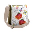 thumbnail image 1 of Nature Messenger Bag, Swirled Flowers Flamingo, Unisex Cross-body, by Ambesonne, 1 of 2