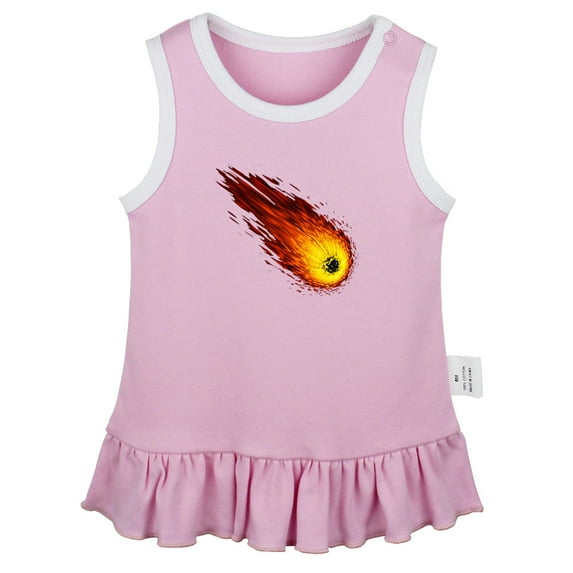 Nature Meteor Pattern Dresses For Baby, Newborn Babies Skirts, Infant Princess Dress, 0-24M Kids Graphic Clothes (Pink Sleeveless Dresses, 6-12 Months)