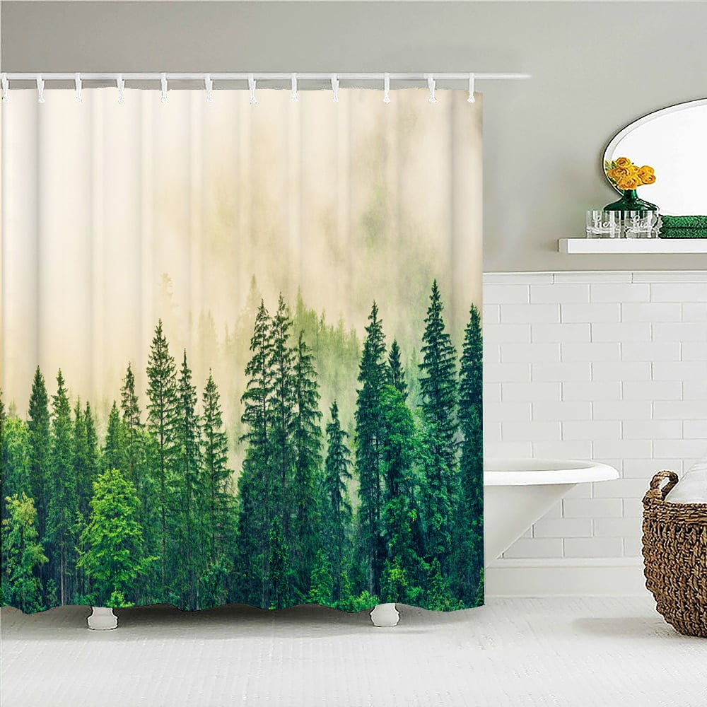 Nature Mist Forest landscape Shower Curtain 3D Printing Waterproof ...