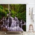 thumbnail image 1 of Nature Misty Forest Shower Curtain Flowing Stream Waterfall Landscape Tree Jungle Mossy Ro, 1 of 5