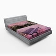thumbnail image 1 of Ambesonne Nature Modern Home Fitted Sheet, Bench Tree, Full Size, Pink Purple and Green, 1 of 2