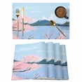 thumbnail image 1 of Nature Mountain Placemats Set of 8 Spring Blossoms Cherry Flowers Scenery Place Mats Indoor Wipeable Table Mats Washable Cloth Dining Table Placemats for Kitchen Holiday Party Home Decor 13x19 Inch, 1 of 9
