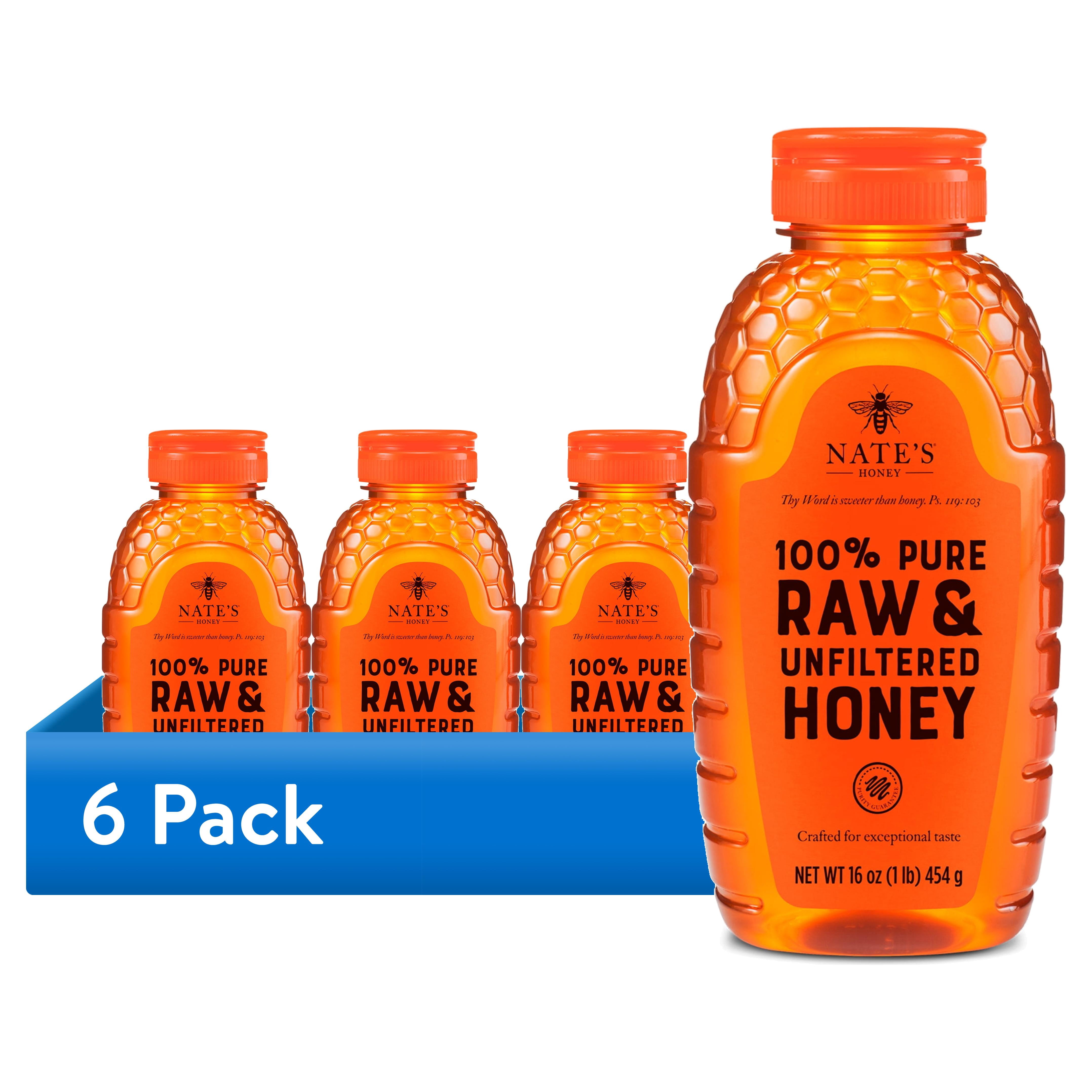 honey 100枚 6 pack) (6 pack) Nate's Honey: 100% Pure, Raw and Unfiltered Honey