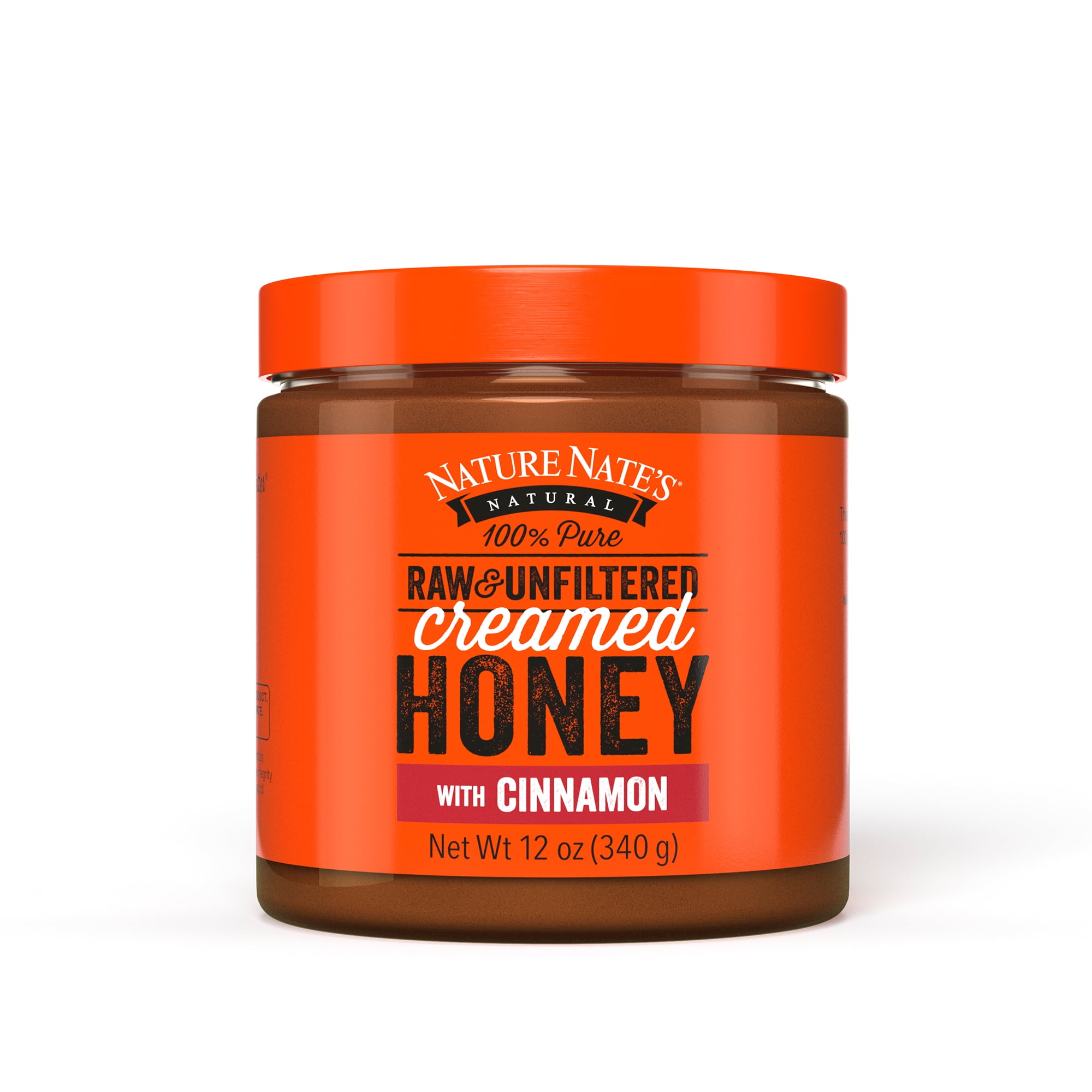 Nature Nate's 100 Pure, Raw and Unfiltered Creamed Honey with Cinnamon, 12 Oz