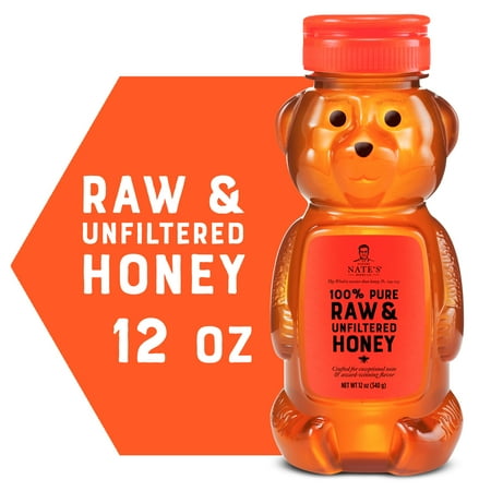 Nate's 100% Pure, Raw and Unfiltered Non-GMO Honey, 12 Ounce