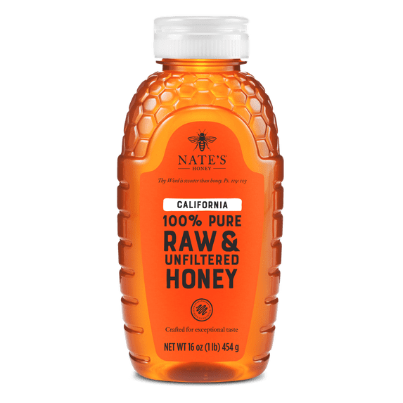 Nate's California Honey: 100% Pure, Raw, and Unfiltered Honey - 16 fl oz Bottle